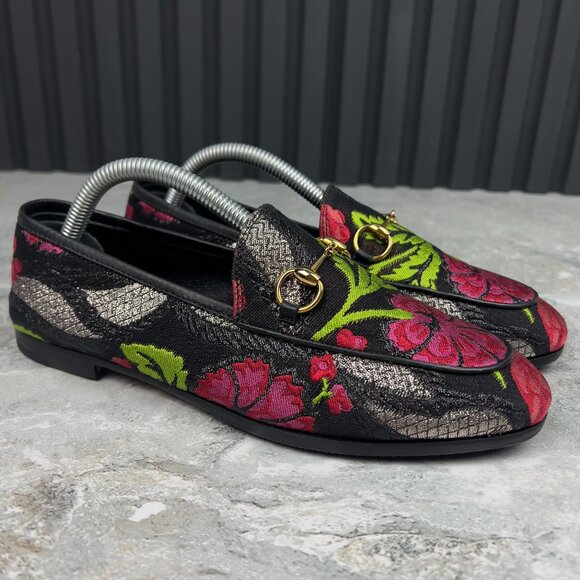 GUCCI Horsebit Jordaan Loafer Flower Multicolor Lurex Fabric 6.5 US or 36.5 EUR - Picture 6 of 13